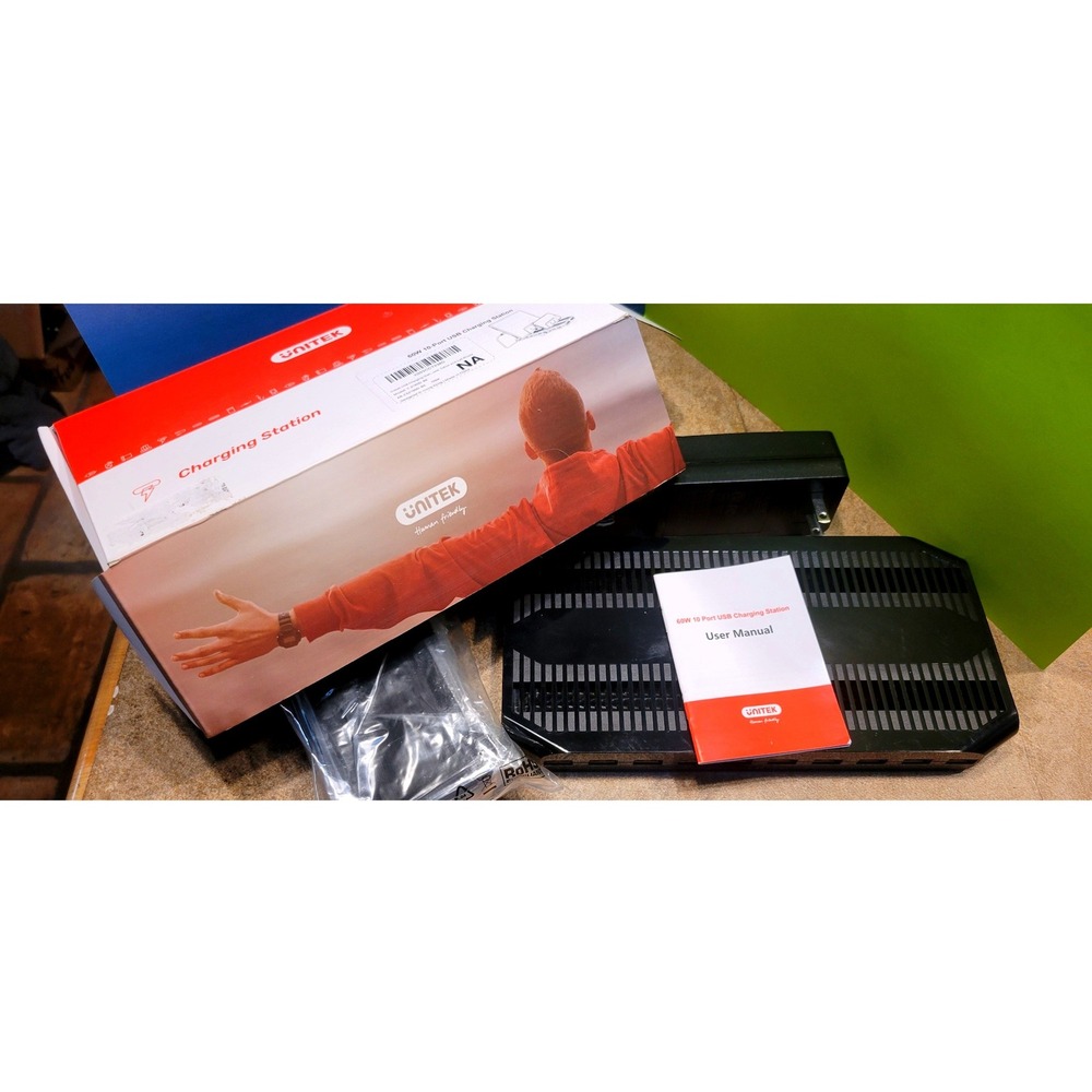 Unitek 60W 10-Port USB Charging Station Multi-Device Dock Black Y-2190D-BK NEW